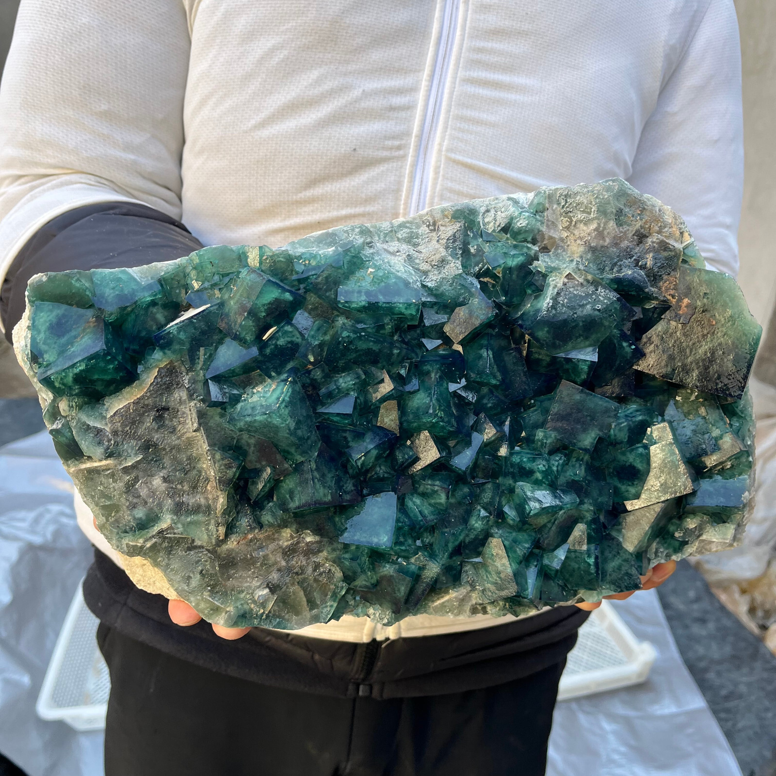 22lb Large Natural green cubic fluorite quartz crystal cluster mineral specimen