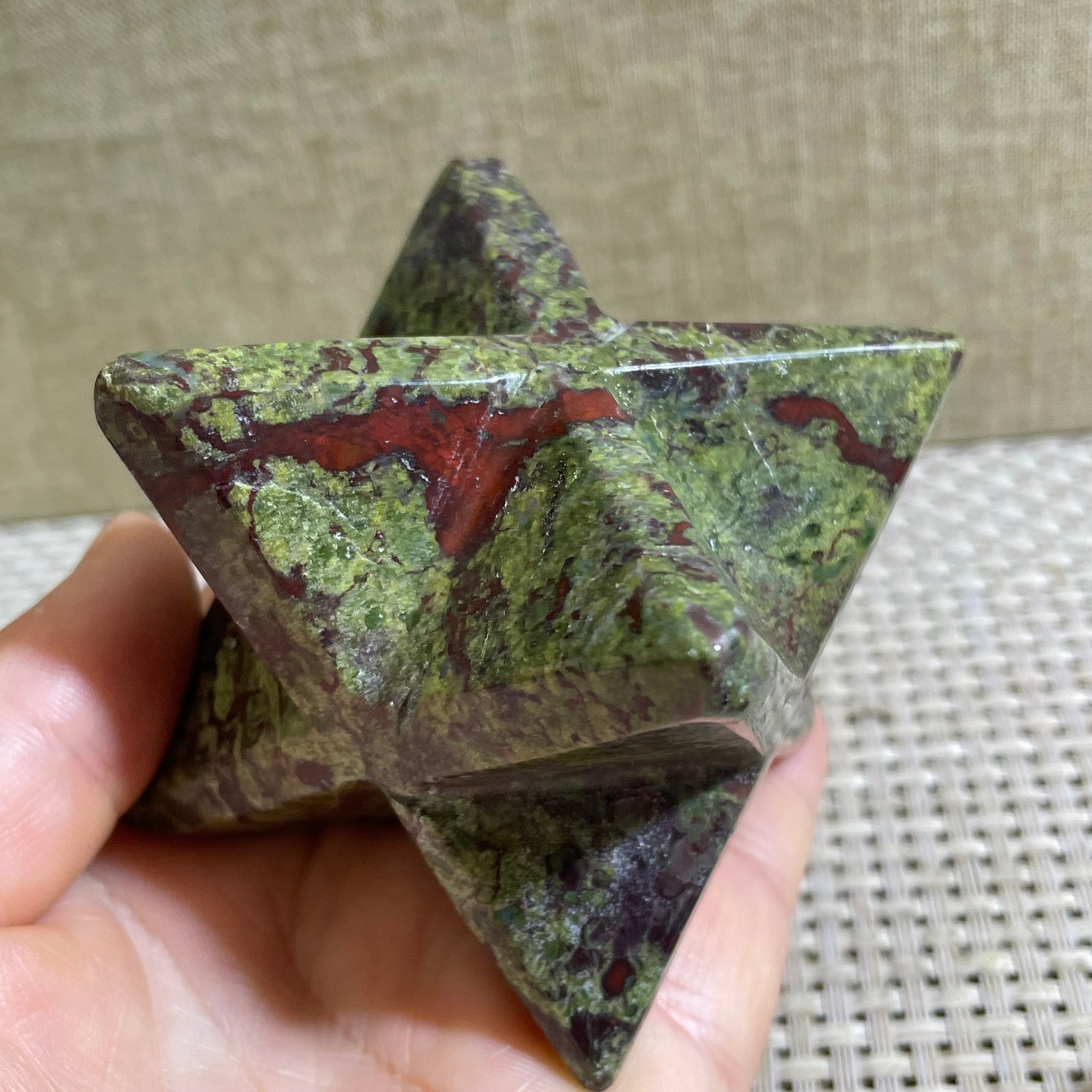 288g Dragon Blood Quartz Carved Merkaba Star Point Chakra