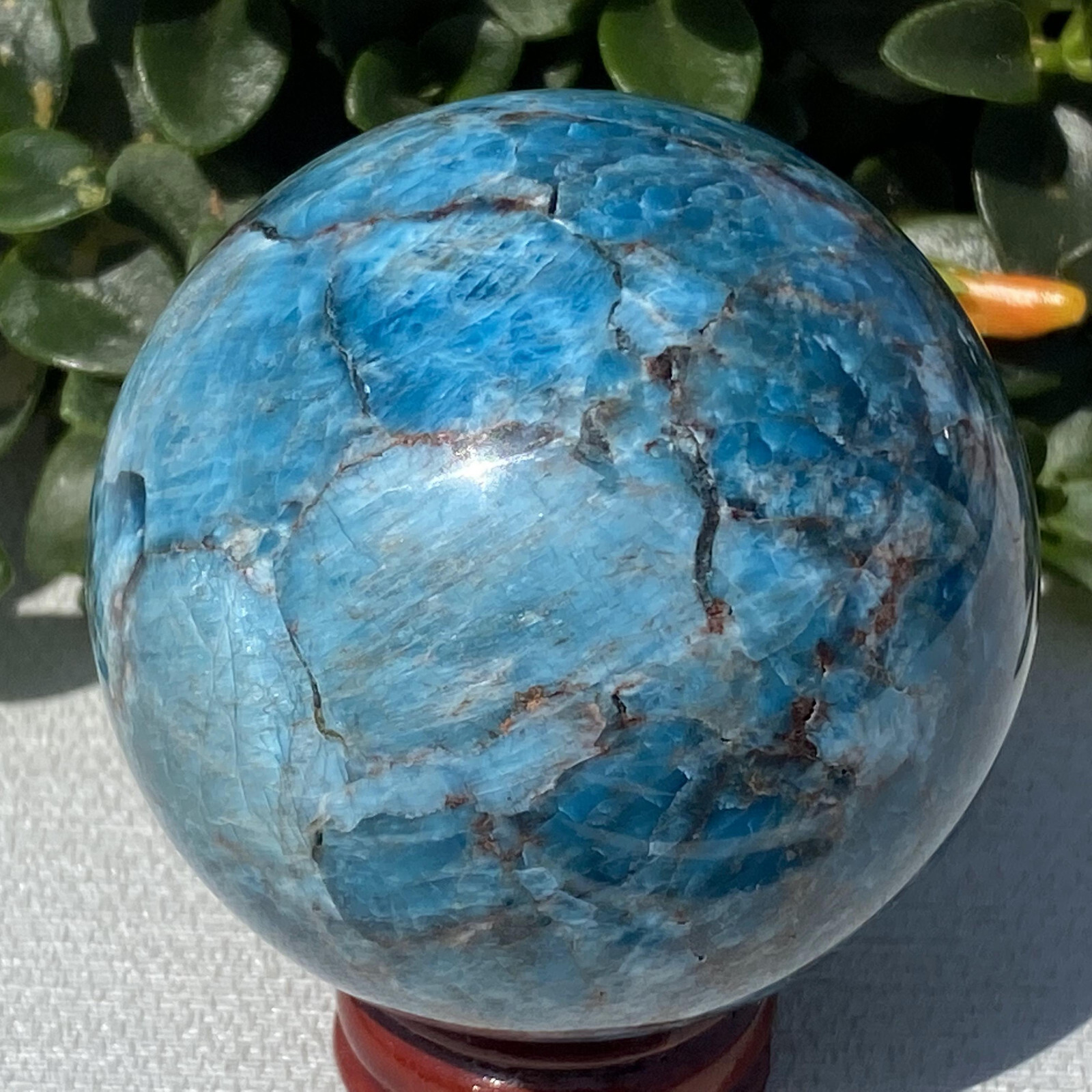 1pc Natural Blue Apatite Ball Sphere Quartz Crystal Mineral Reike Healing 58.7mm