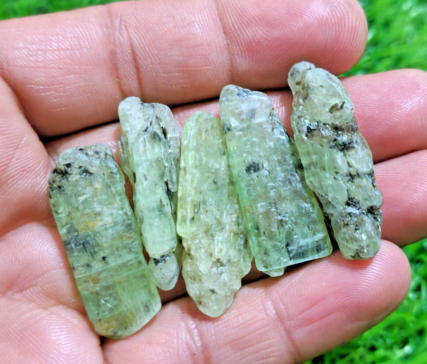 Amazing Green Kyanite Raw Shards 5 Piece Lot Rough 209 Crt For Jewelry Making