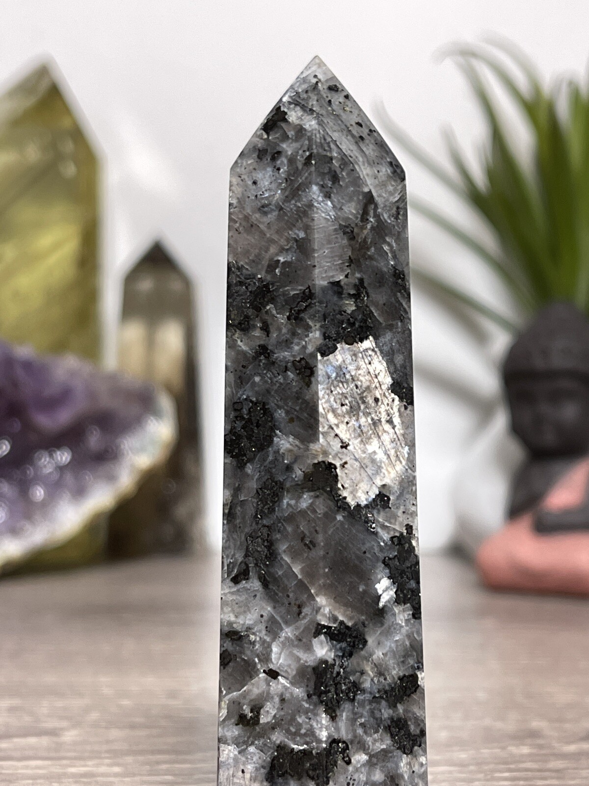 LARVIKITE TOWER – Feldspar Mineral Stone Reiki Chakra Wiccan Magick Yoga Decor