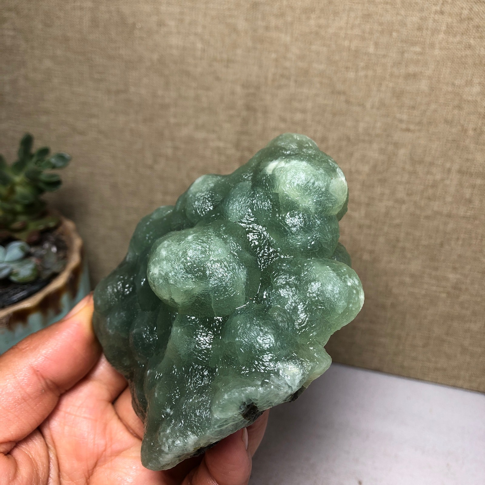Natural grape Prehnite Tourmaline paragenesis Crystal specimen 272g A5093