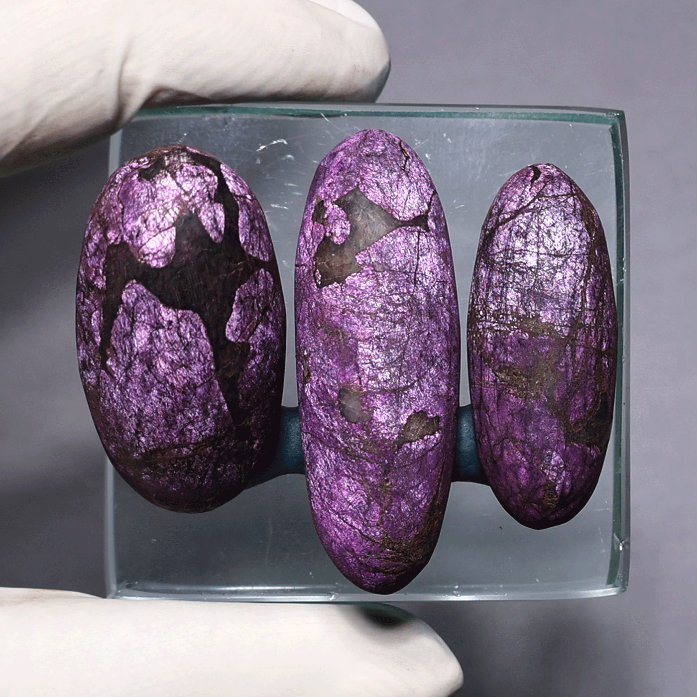 Velvet Thunder Purpurite Shiva Trio — Metallic Energy Stones — 3 PCS Collection
