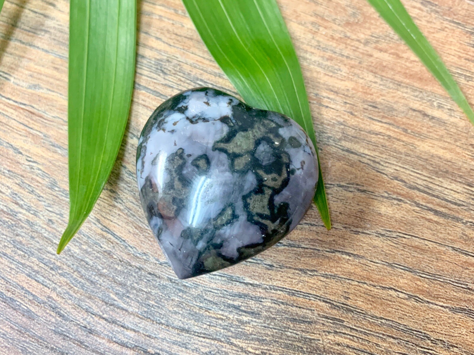 Mystic Merlinite Indigo Gabbro Heart Gemstone Specimen Crystal Pocket Heart.