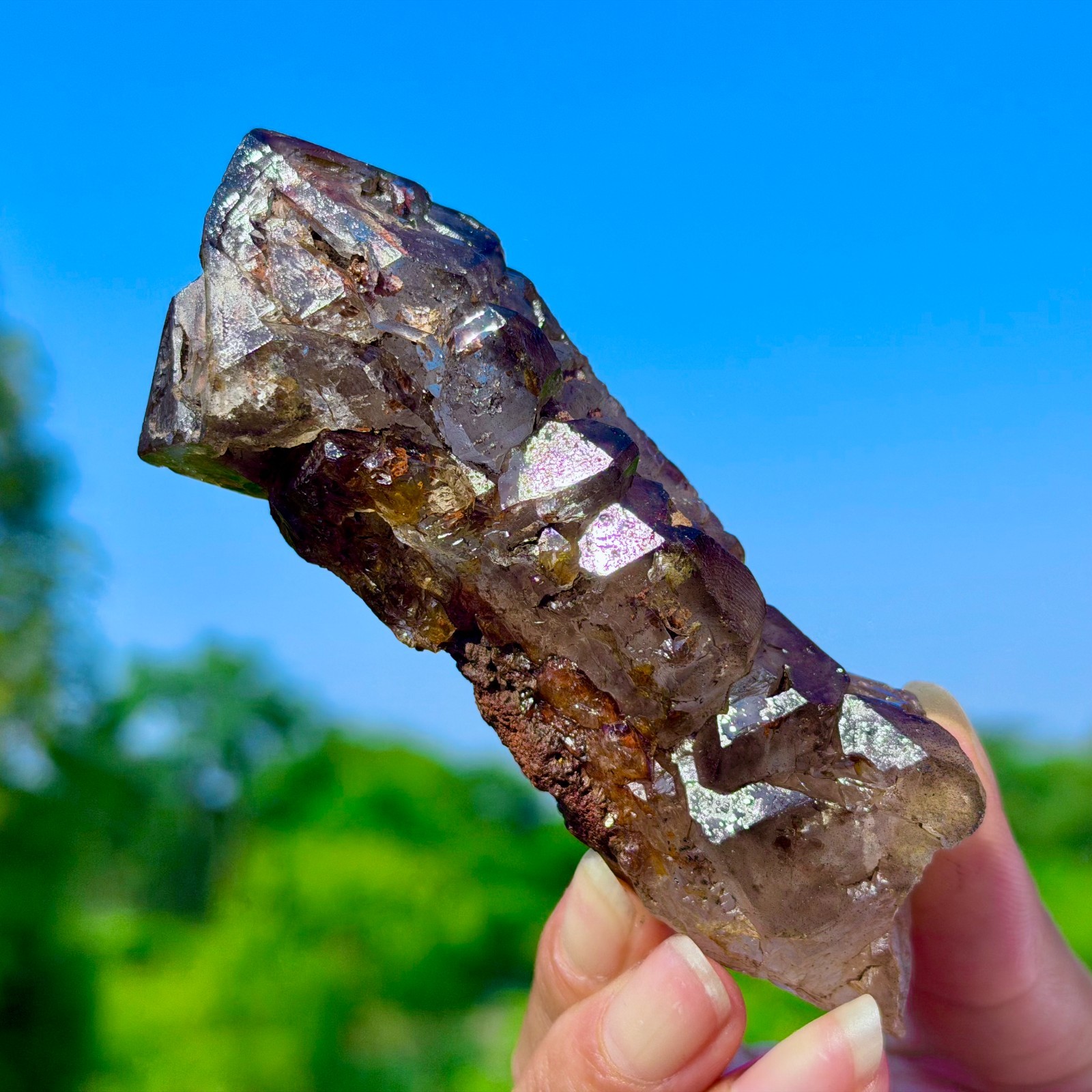 161G Top! Natural Amzing Smoky Quartz Skeletal Raw Textured Crystal Specimen