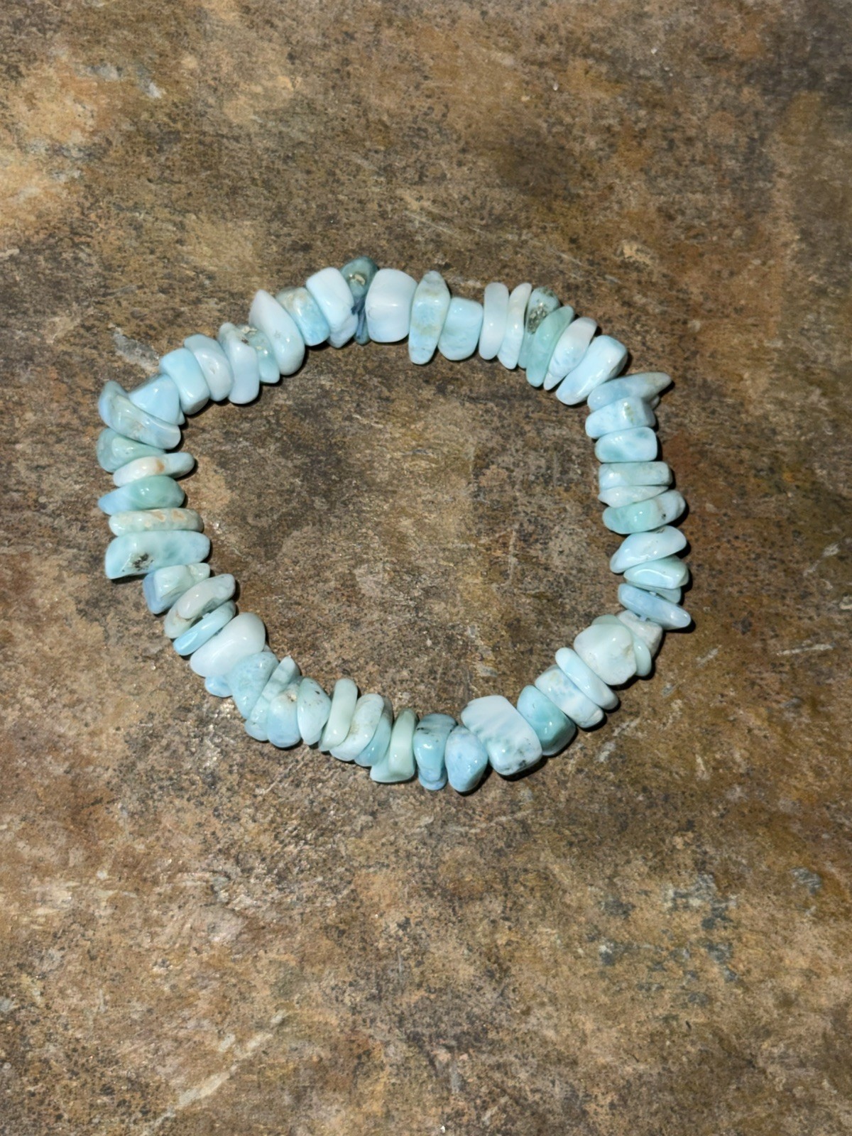 Genuine Larimar Chip Bracelet Stretch Blue Gemstone Bracelet Dominican Republic