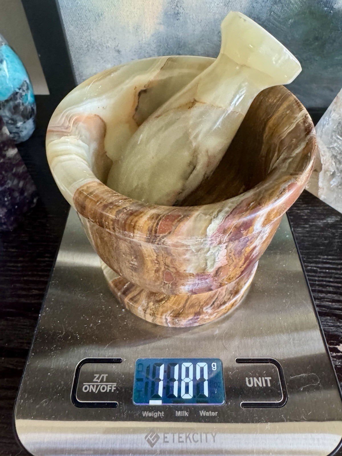 4 Inch Green Onyx Mortar And Pestle From Pakistan 2.6 Lbs