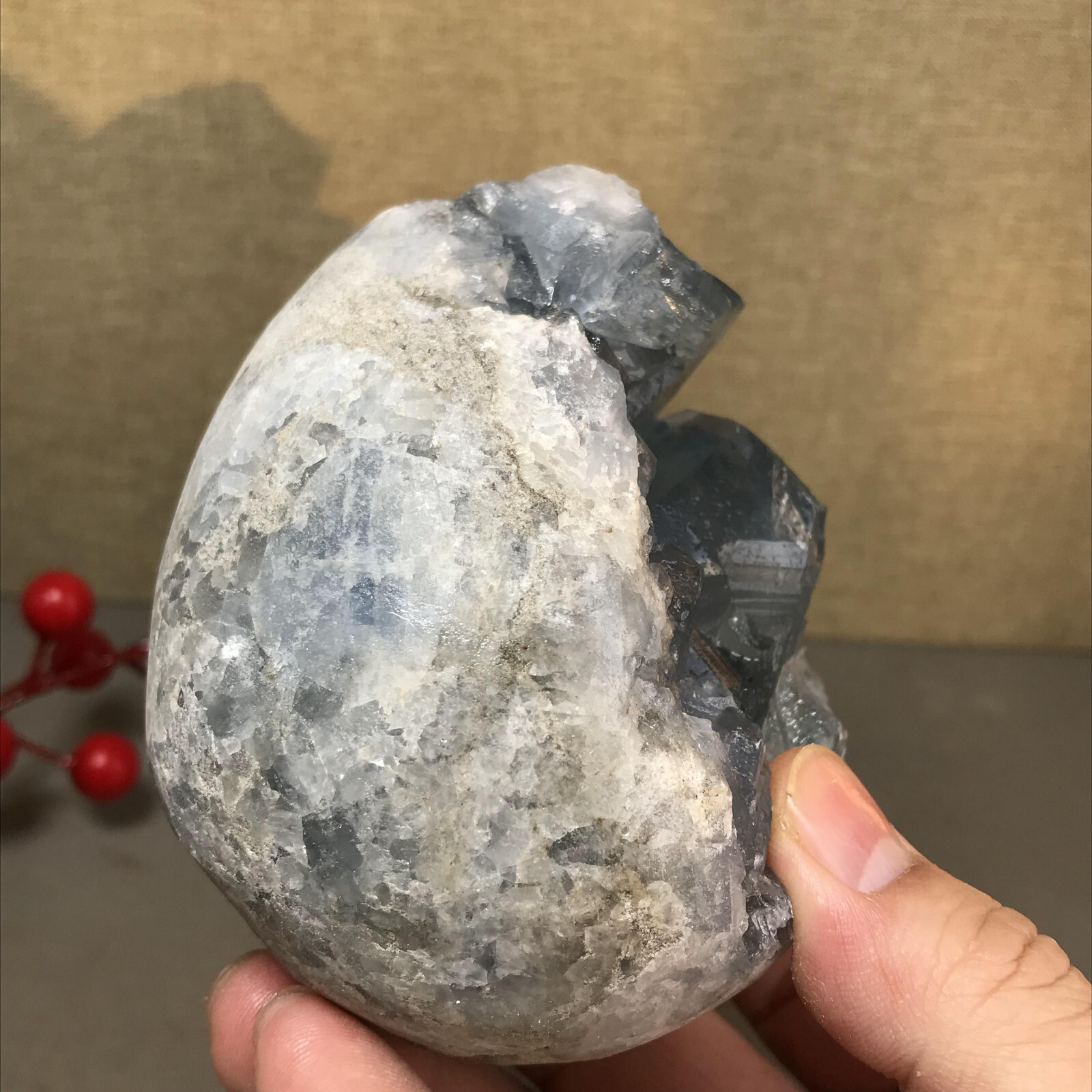 1.08kg Natural Raw Blue Celestite Crystal Quartz Cluster Geode Specimen A4512