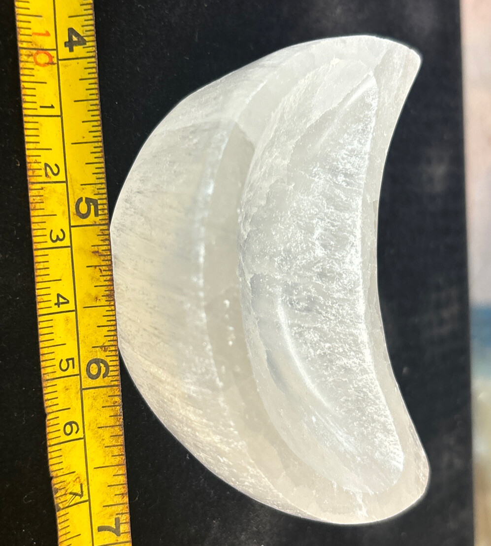 3 inch selenite moon shaped bowl
