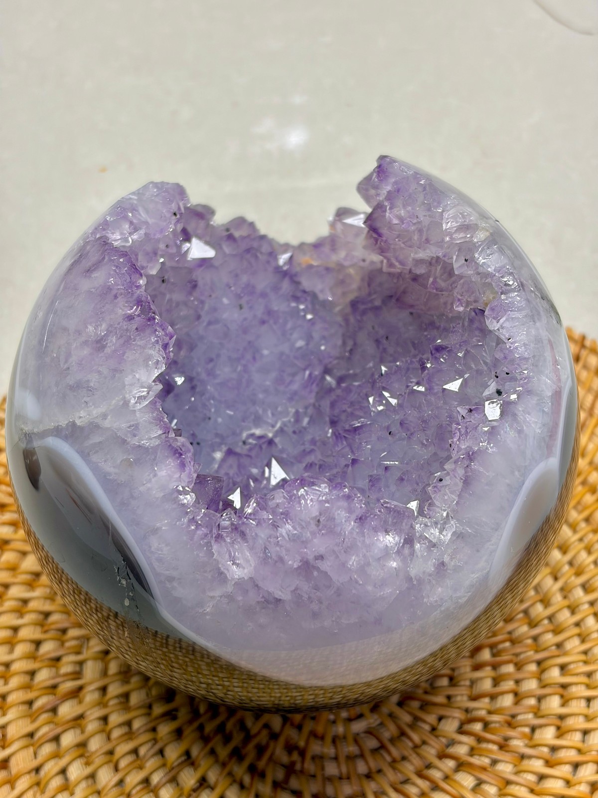 4.3 lb Natural Amethyst Geode Sphere Crystal Druzy Ball Polished Agate Decor
