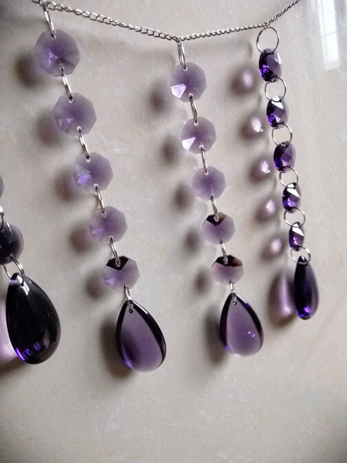 10/Lot Purple Crystal Chandelier Part Glass Prisms 1.5”/38MM Hanging Drop