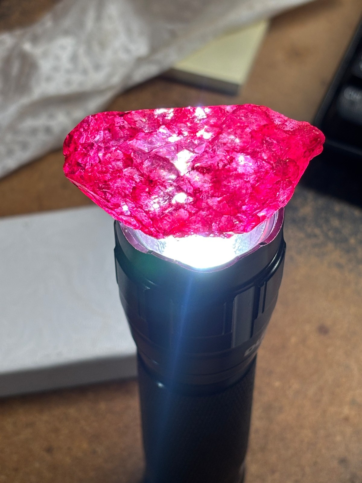 Dyed fractured Quartz crystal RUBY CORUNDUM ?? Wicca Pagan Mystic OCCULT