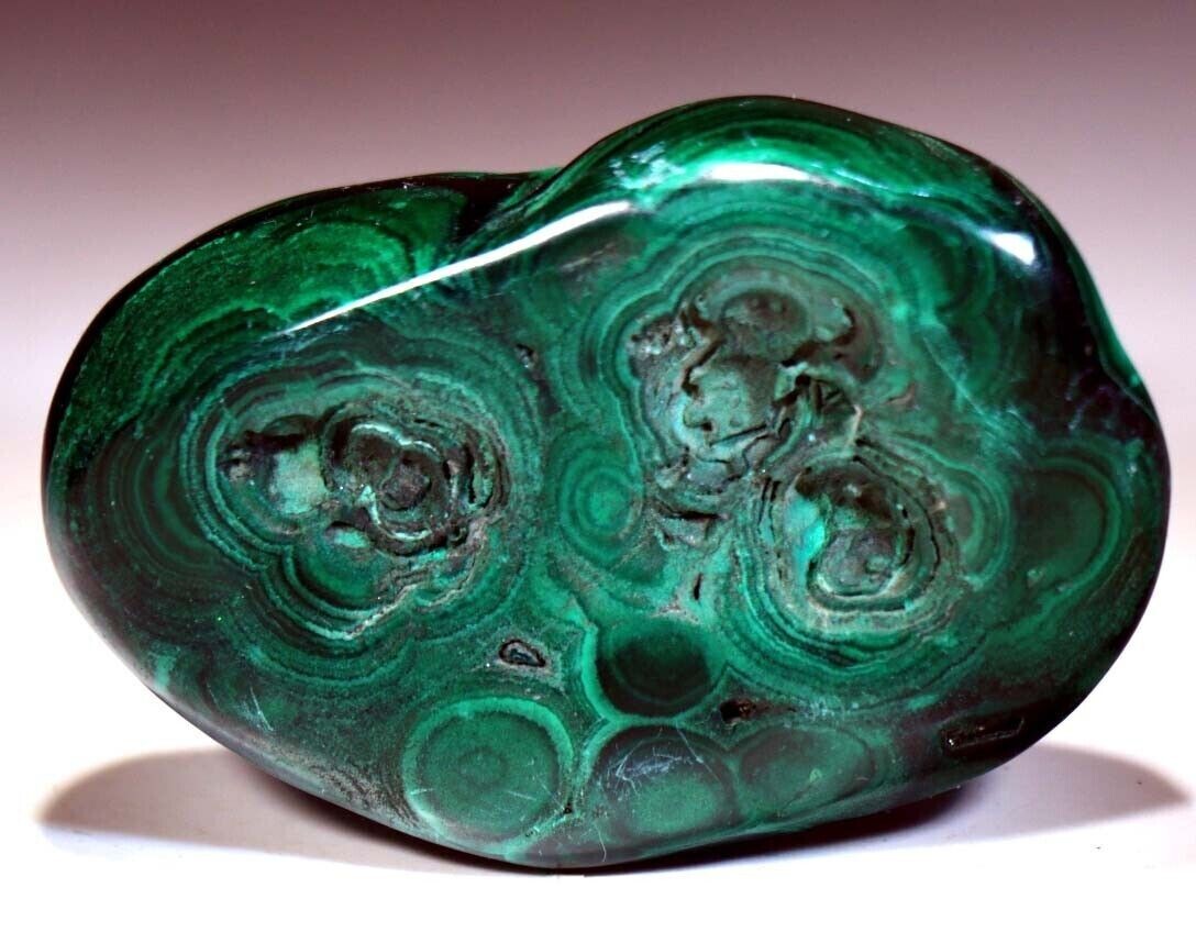 2.85″ Natural 6 oz Top Quality Polished Bull’s Eye Malachite, Congo!