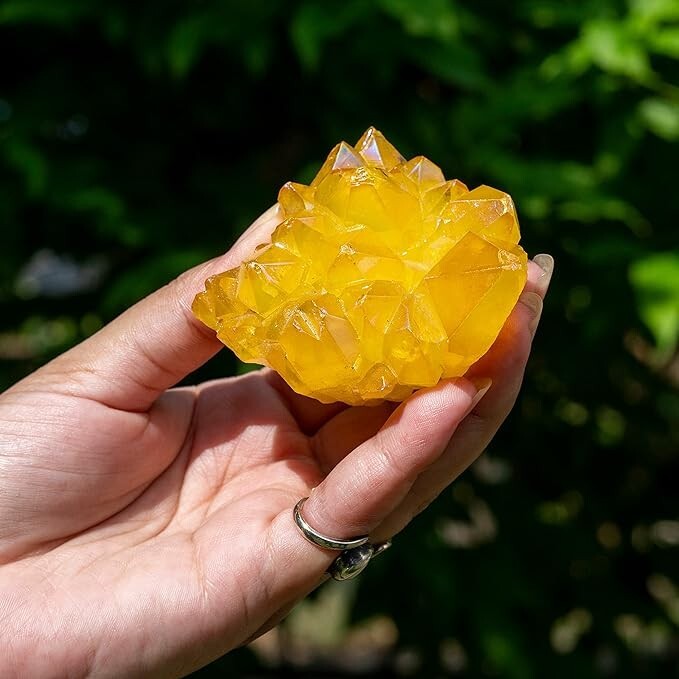80-100g Aura Angel Citrine Yellow Crystal Titanium Quartz Point Cluster Specimen