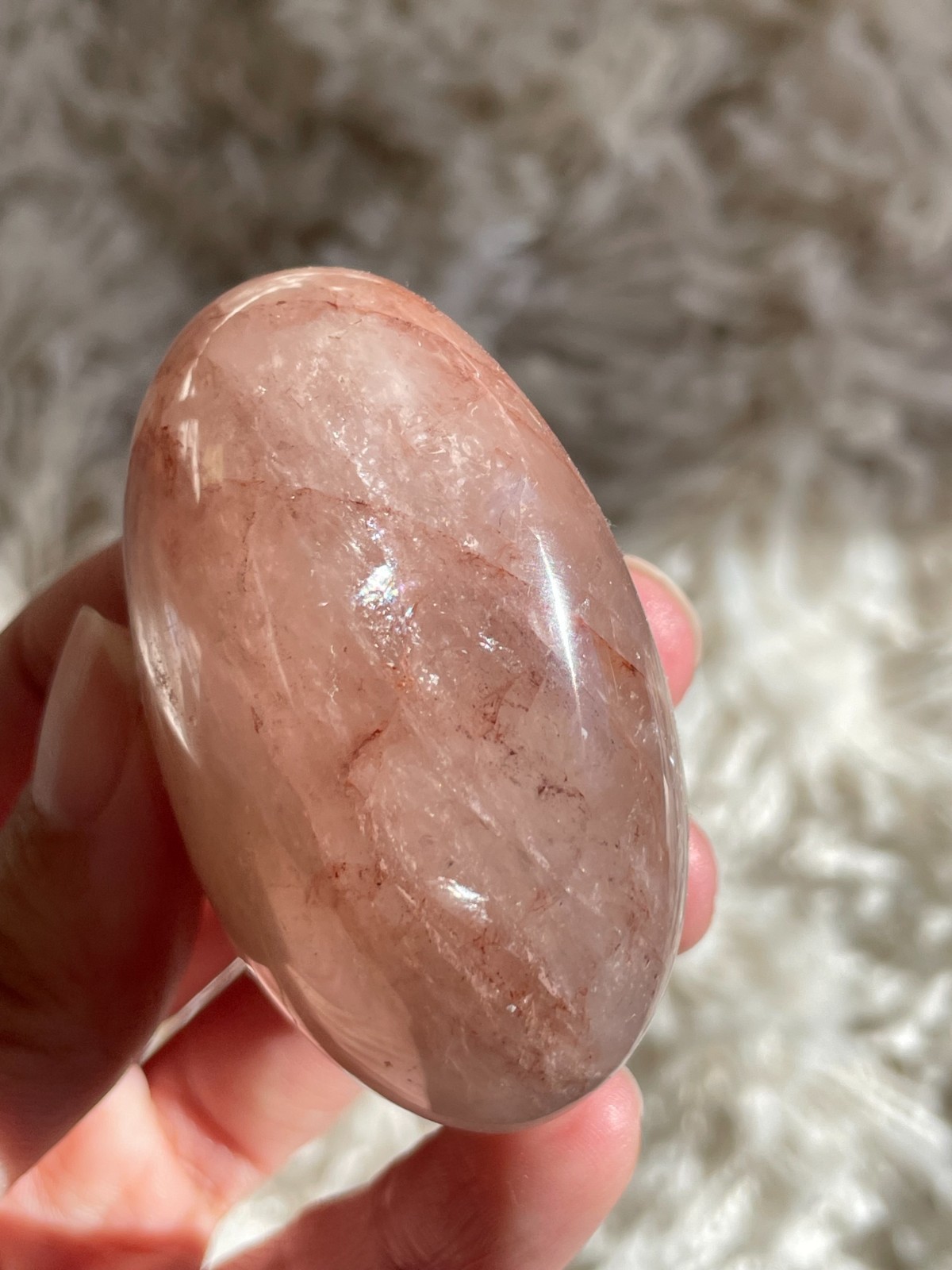 Natural Red Hematoid / Fire Quartz Palmstone – Vitality & Grounding Crystal (HA)
