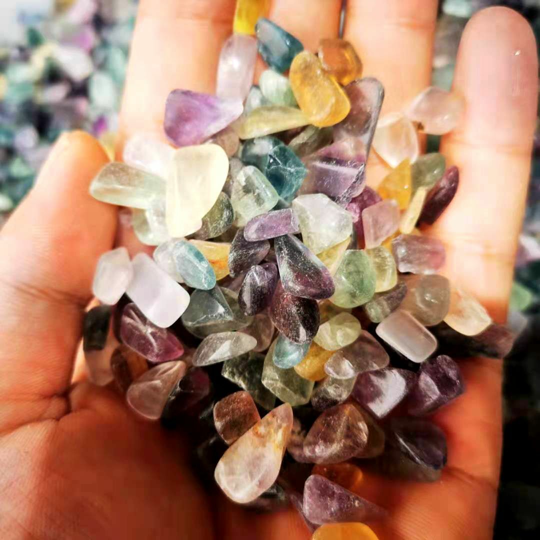 100g+ Natural Colored fluorite Quartz Crystal Stone Specimen Gravel Tumbled