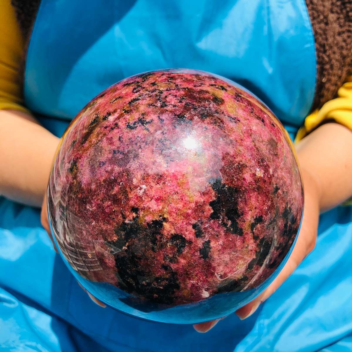 6.77LB Natural Rhodonite Sphere Reiki Energy Healing Crystal Specimen Gift