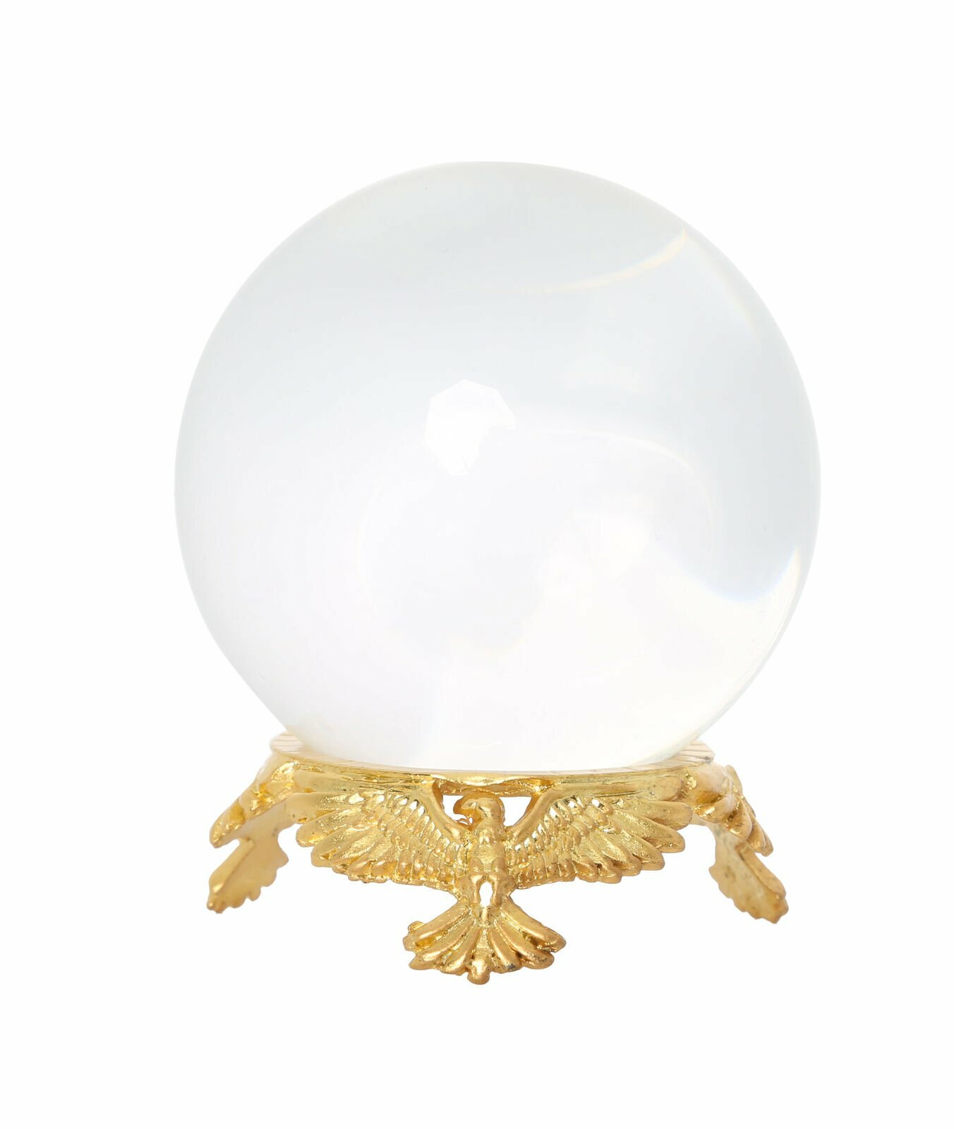 2″ (50mm) Clear Crystal Ball with Gold Eagle Stand USA Seller!!