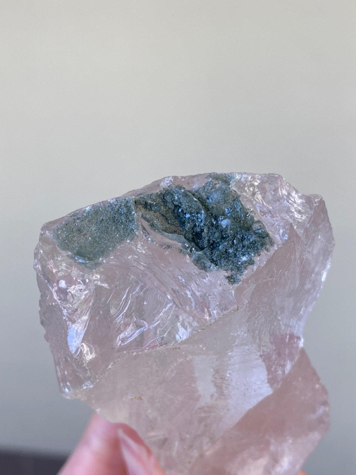 Himalayan Chlorite key hole nirvana etched ice quartz crystal specimen