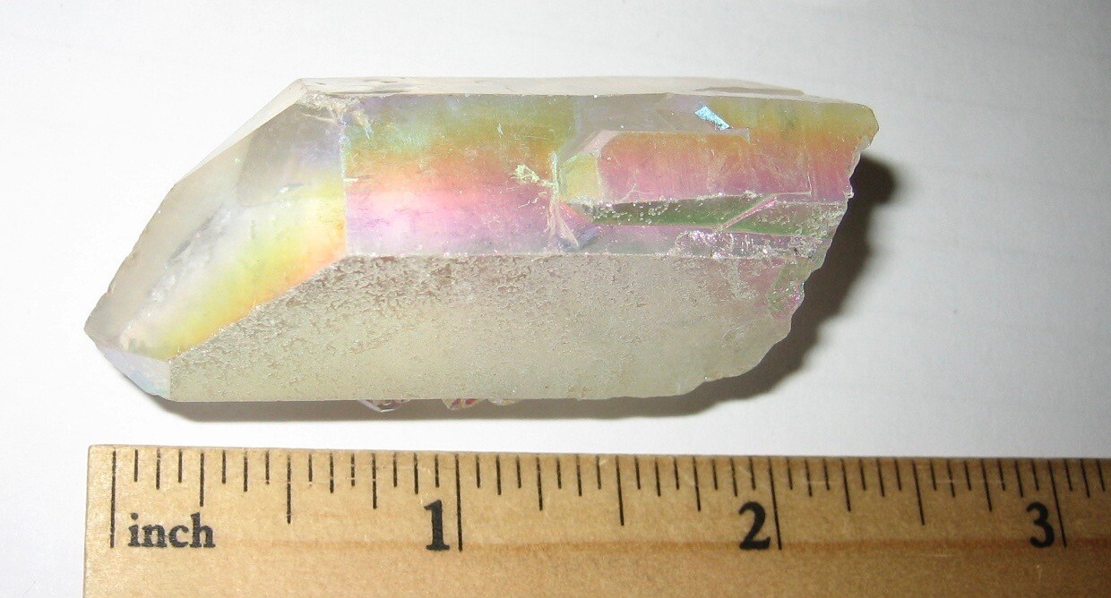 2.1″ BEAUTIFUL QUALITY ANGEL AURA QUARTZ CRYSTAL POINT (TREATED IN USA) 44.2g *7
