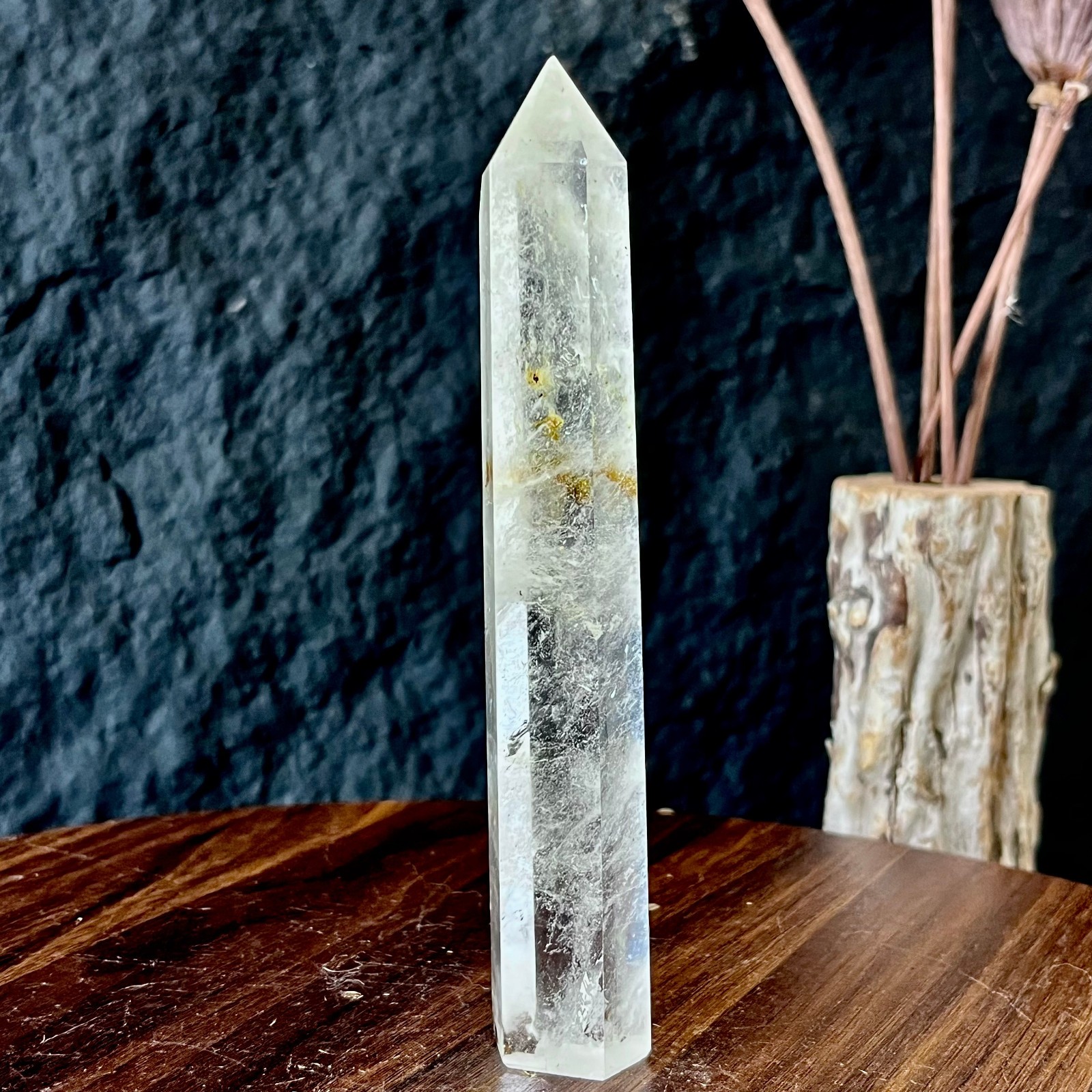 128G Natural white crystal square pointed column quartz crystal spiritual heali