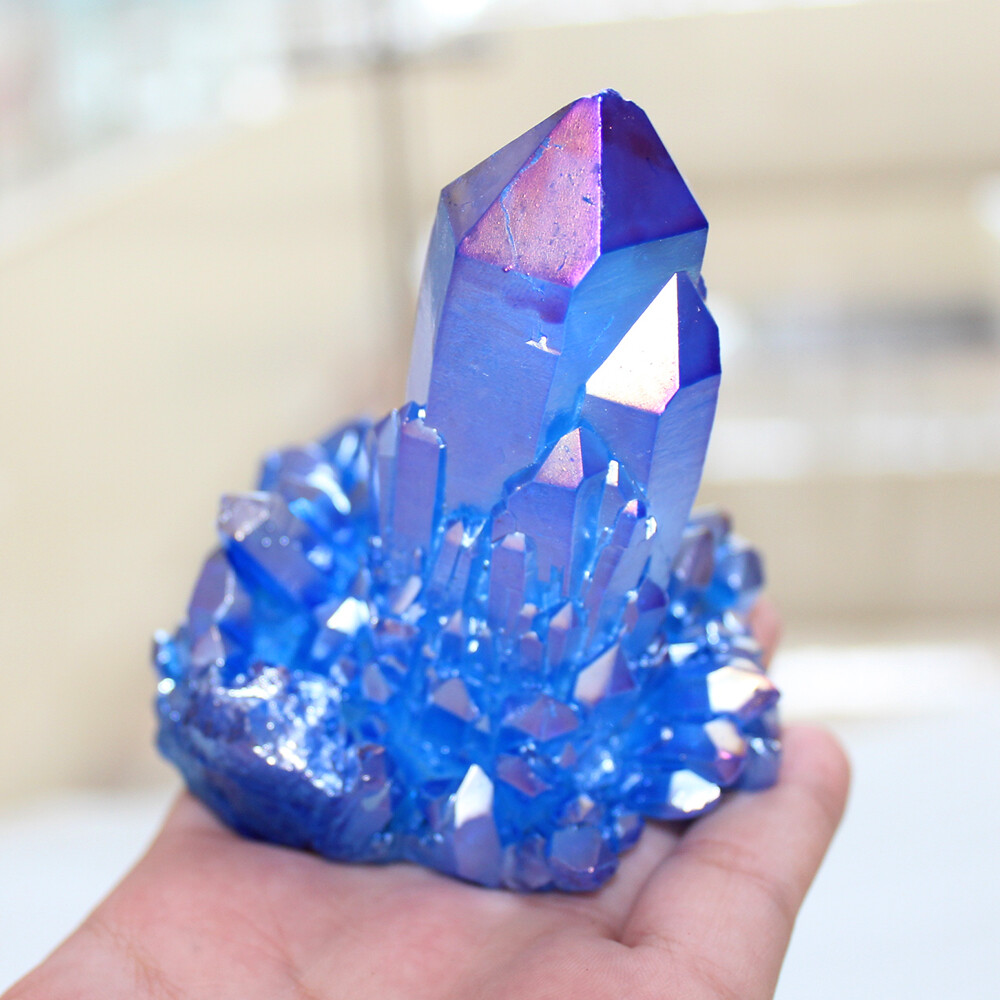 200g~500g Electroplate Blue Cluster Crystal Energy Specimen Collection Wholesale