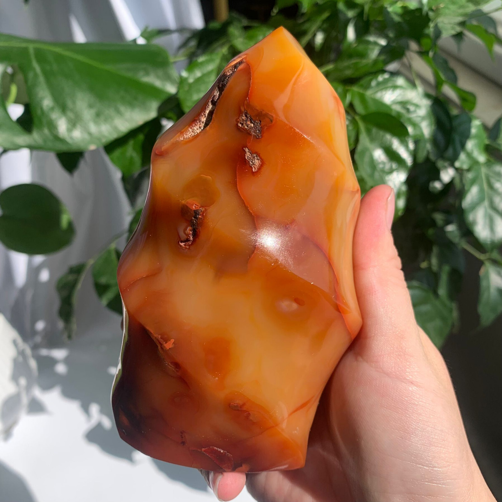703g Red Agate Carnelian Stone Flame Point Quartz Crystal Specimen Healing
