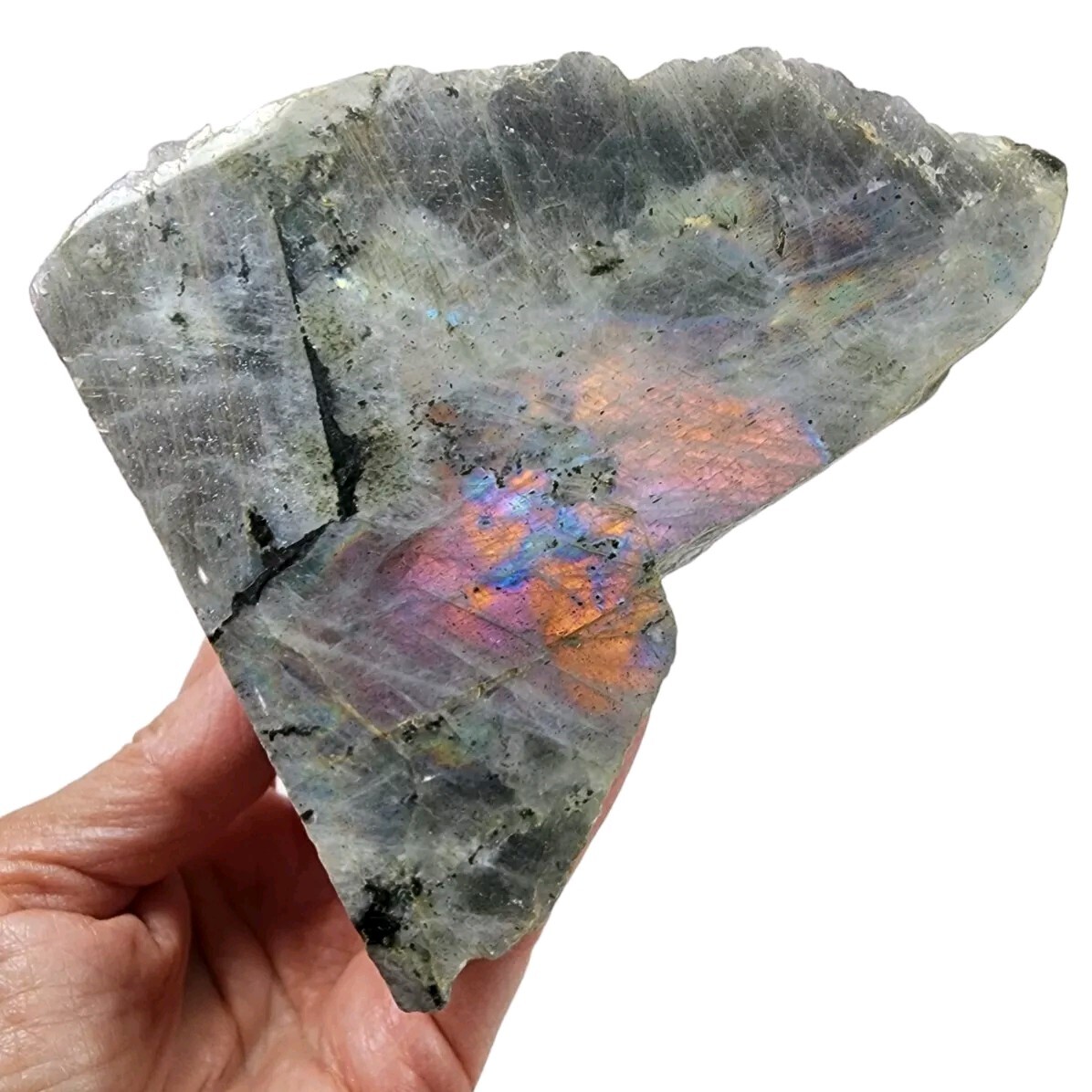 Rainbow Labradorite Polished Face Madagascar 1lb 1.3oz.
