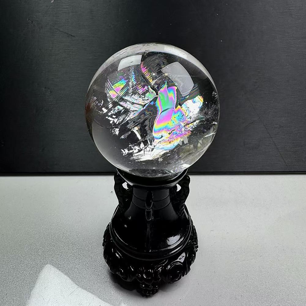 360g Natural Rainbow White Quartz Sphere Energy Crystal Ball Reiki healing Decor