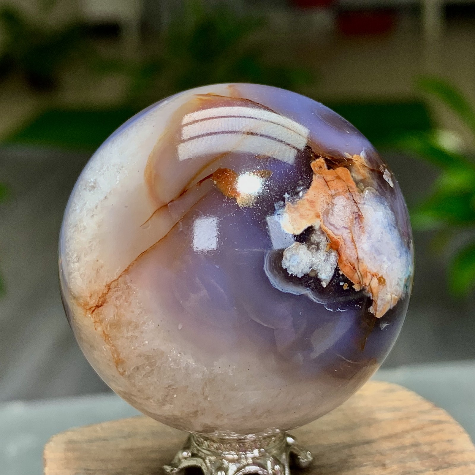 106G Natural blue cherry blossom agate Sphere Crystal Ball Healing