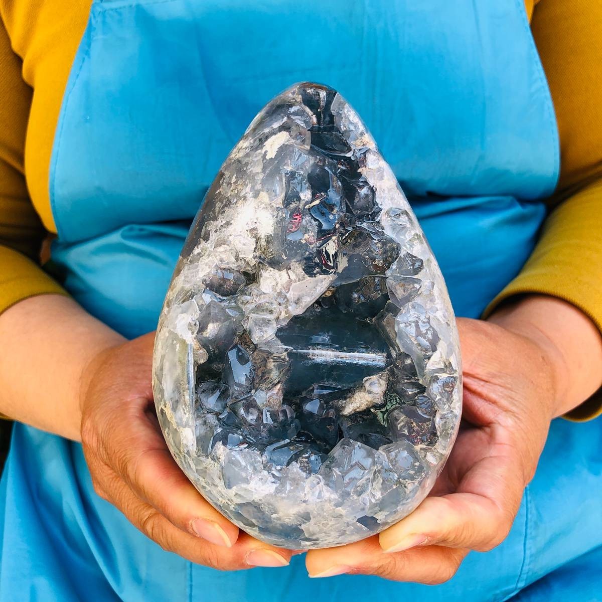 4.75LB Natural blue crystal cave quartz crystal cave mineral specimen 4484