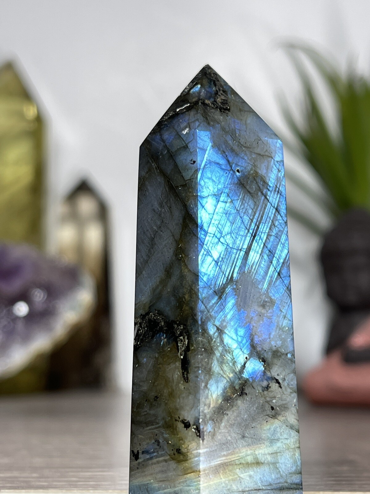 LABRADORITE TOWER – Blue Feldspar Mineral Point Reiki Chakra Wiccan Magick Decor