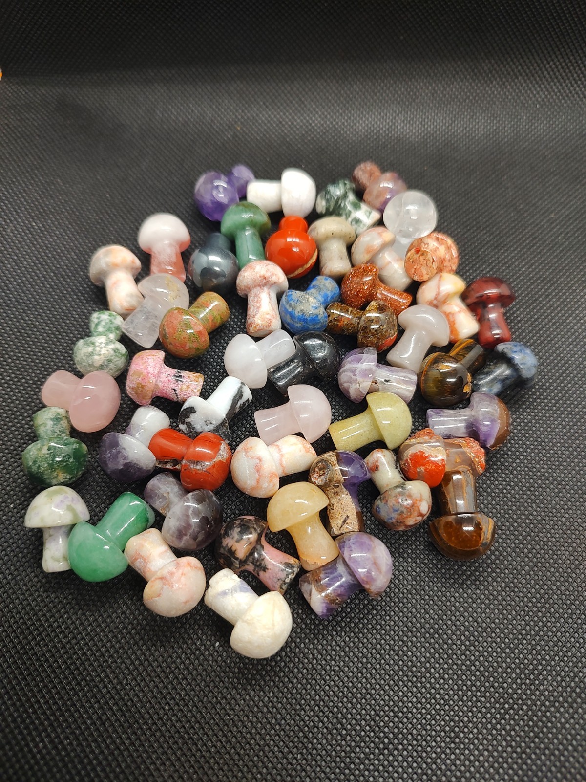 Lot of 10 Mini Crystal Mushroom Carved Healing Stones great 4 Fairy Rock Garden