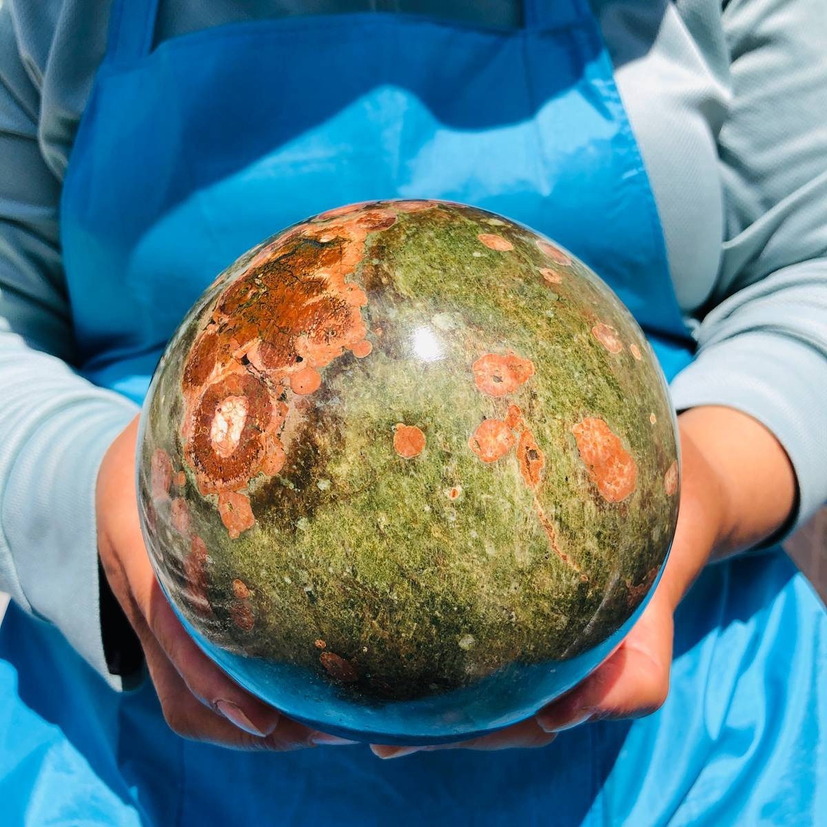 5.5LB Natural Cherry Blossom Agate Crystal Sphere Floral Healing Gem Stone 4850