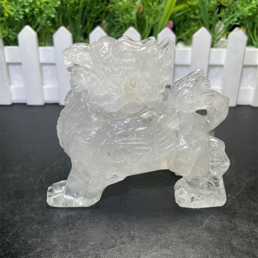 1.1LB 3.9″ Natural A+ Clear Quartz Qilin Crystal Quartz Reiki Gift Mineral Decor