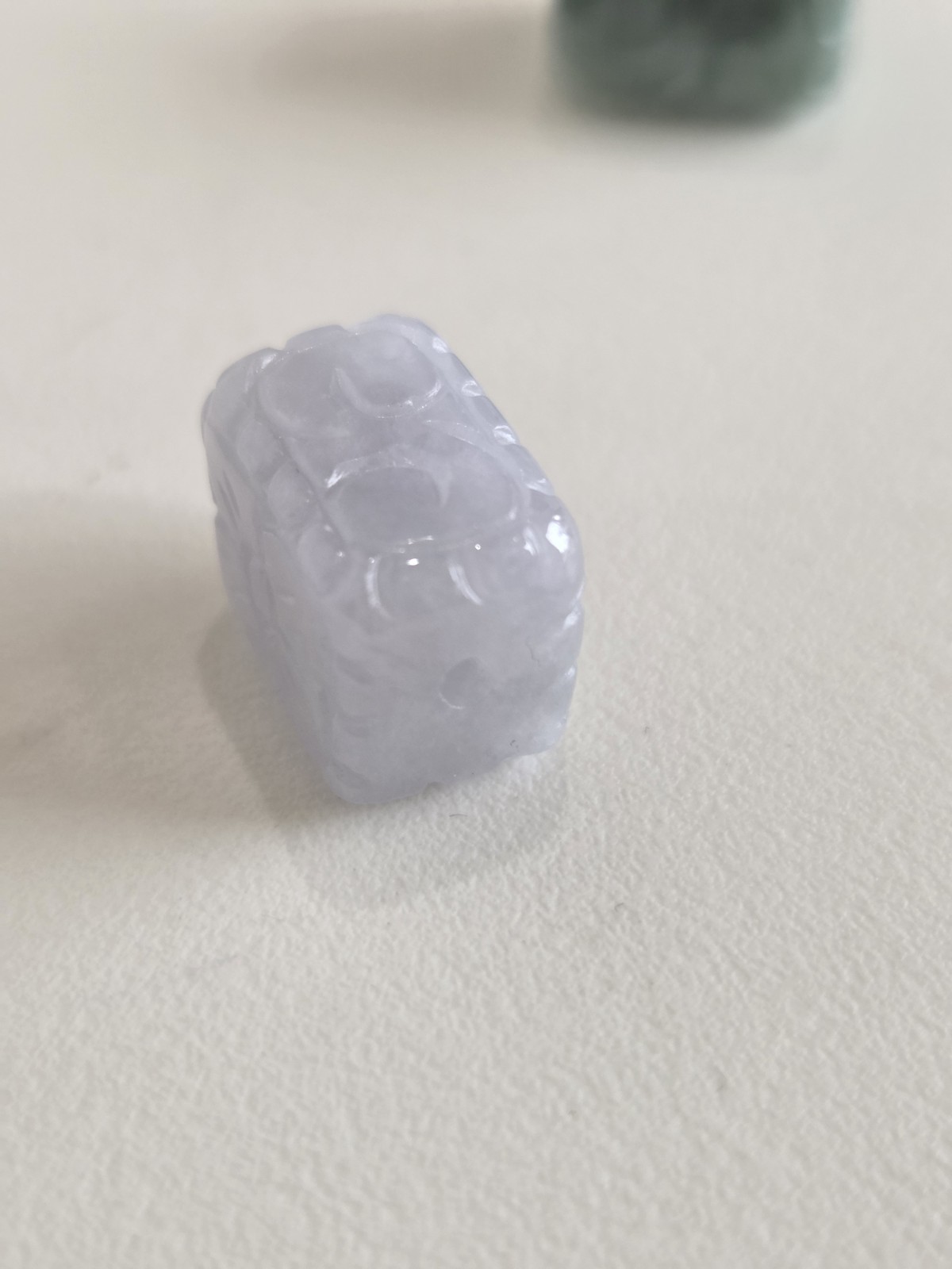 Natural Burmese Jade Carved Rectangular Beads Set of 2