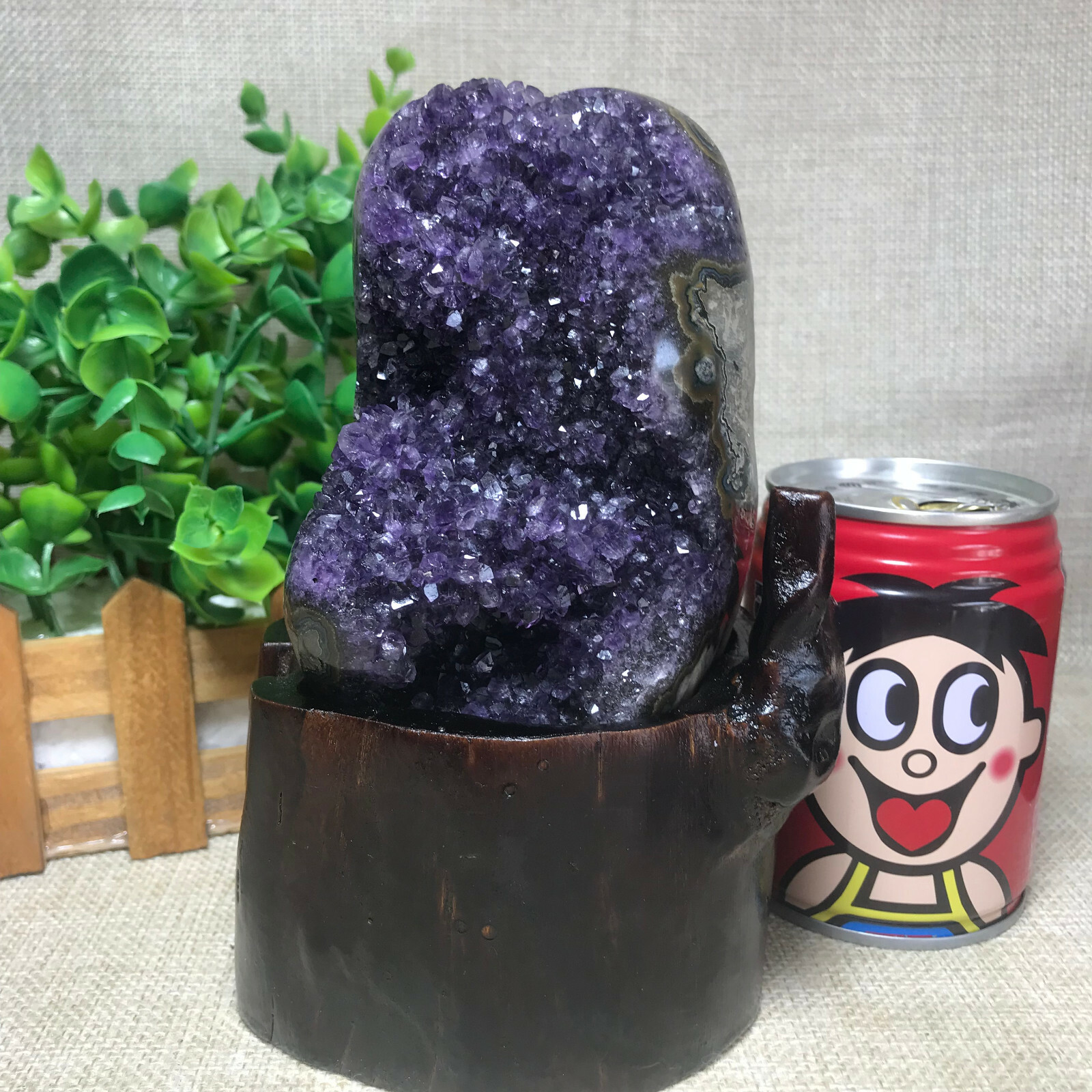 1247g Natural Uruguay Deep Purple Crystal Quartz Amethyst Geode Clusters +Stand