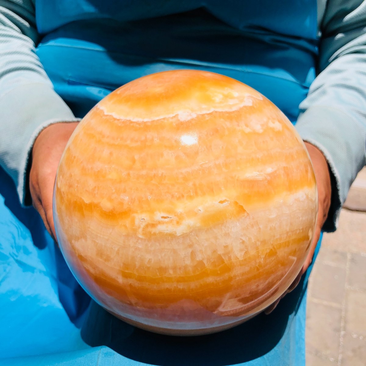 4710G Top Natural Yellow Calcite Ball Quartz Crystal Ball Reiki Healing 5521