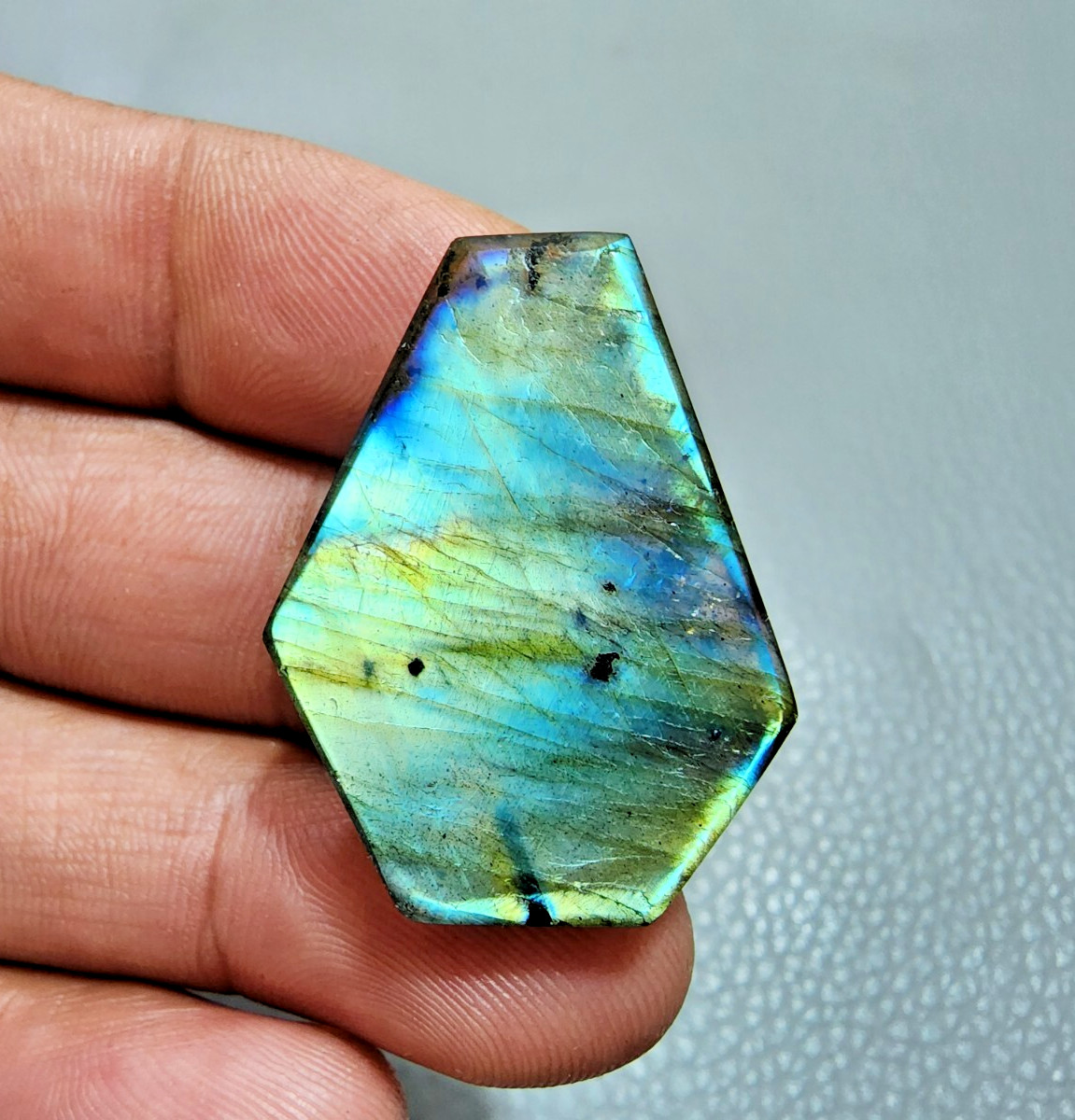 Rare AAA+ Flashy Labradorite Cabochon Coffin Shape Loose Gemstone Jewelry 48 Crt