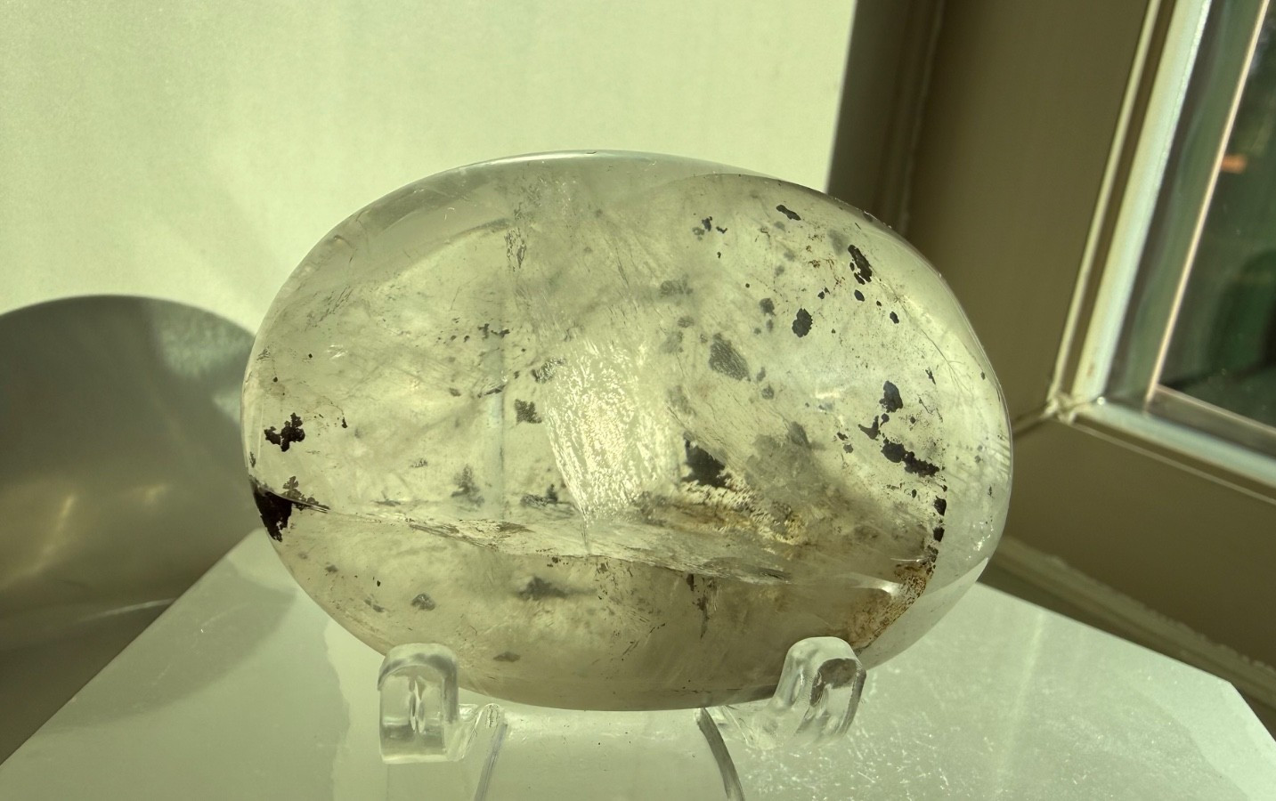 Rare Pyrite in Girasol Quartz and Dendritic Palm Stone with Rainbow Inclusions