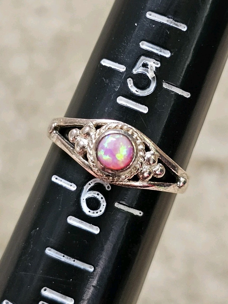 Sterling Silver Lab Created Opal Ring, Size 5.5, Crystals & Stones Mineral