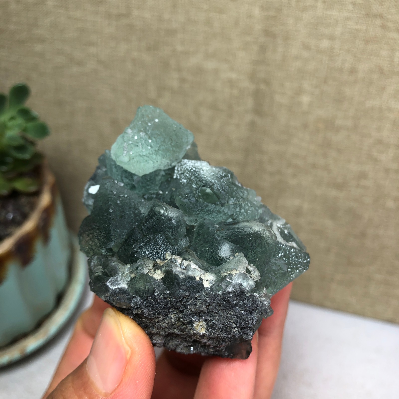 125g NATURAL Green Cubic FLUORITE Crystal Cluster Mineral Specimen A4732
