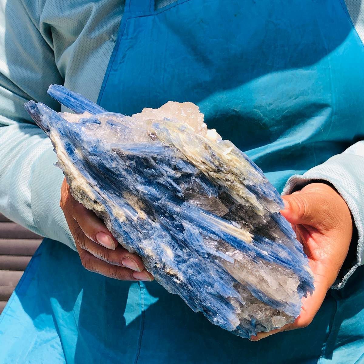 4.35LB Natural Blue Kyanite Cluster with Clear Quartz Matrix Crystal Specimen