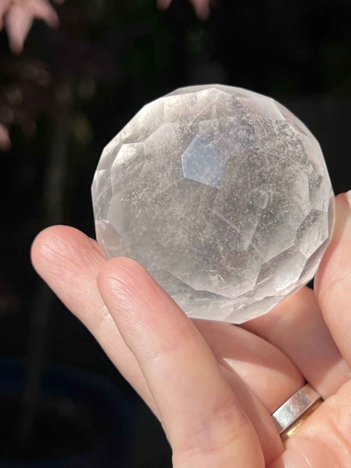 Clear Quartz Hand Faceted Large Crystal Ball AAA+ 50mm Diameter Standing R41/12
