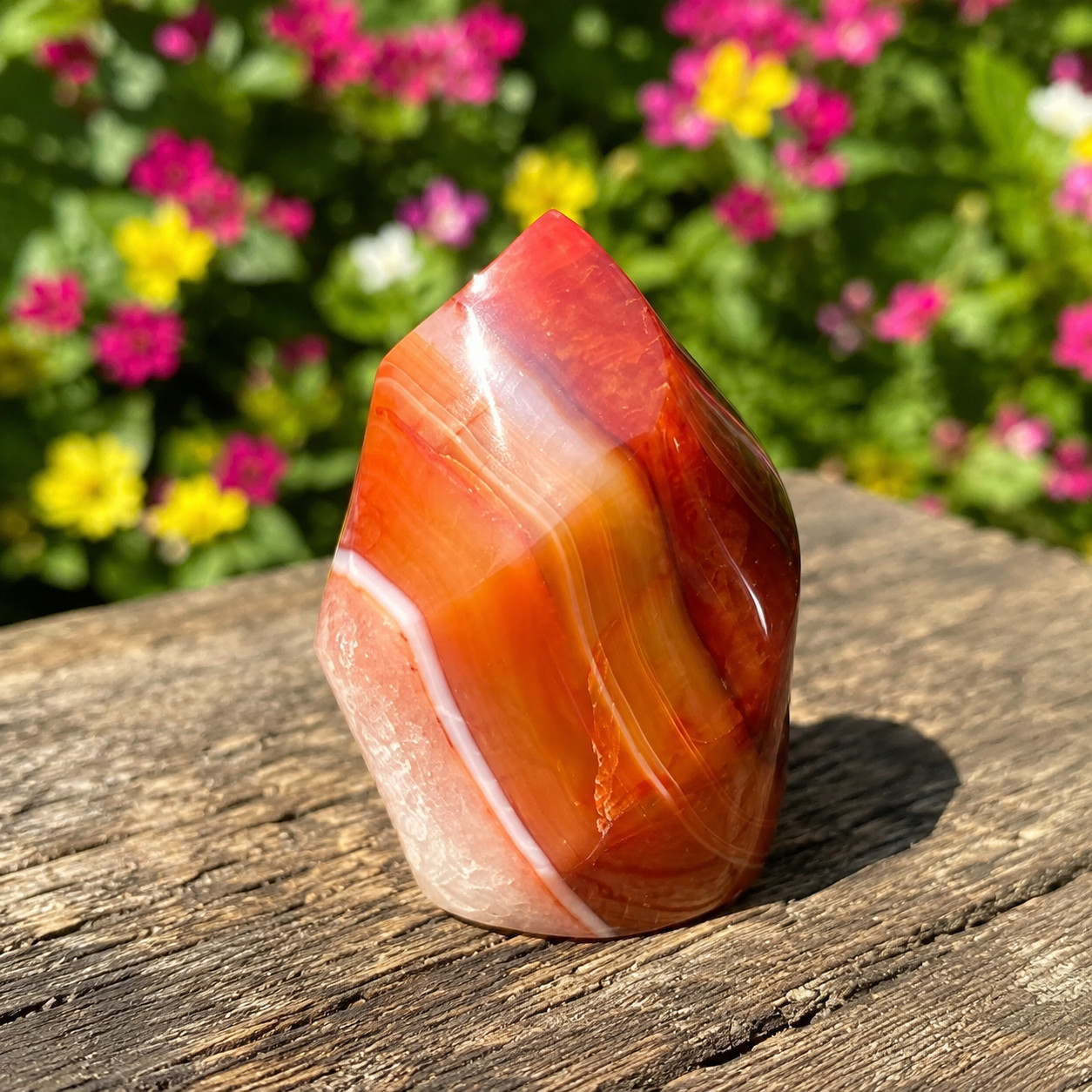 Natural Carnelian Flame Statue Red Agate Crystal Tower Carving Home Decor Gift