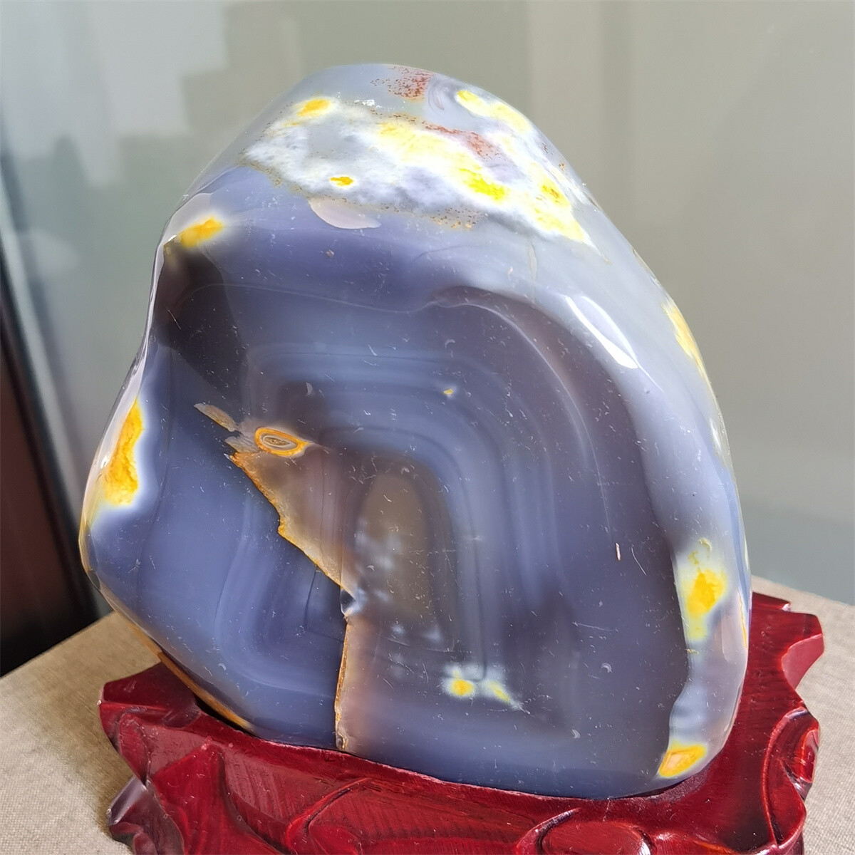 2.45Kg Beautiful Colourful agate Geode polishing furnishing article A712