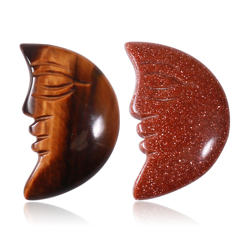Natural quartz hand carved crystal moon face healing gemstone decoration 10pcs