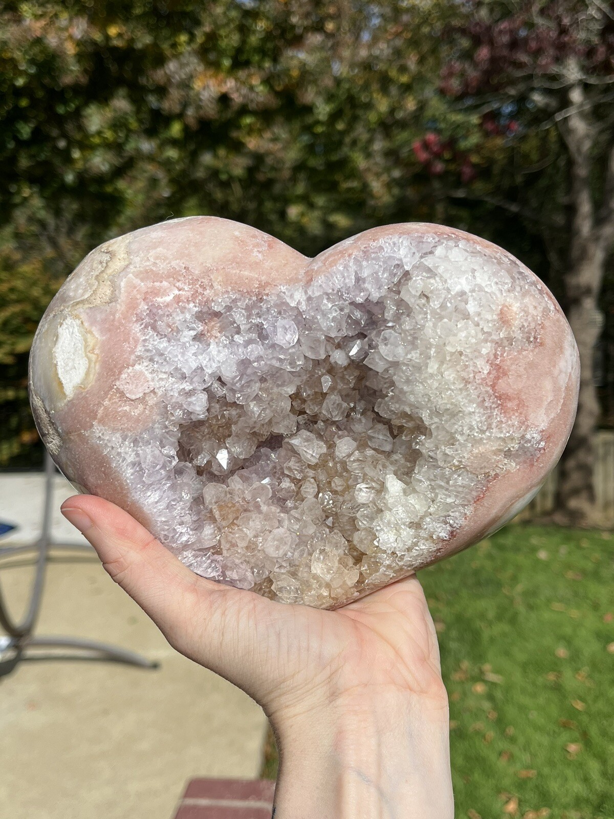 Pink Amethyst Druzy Heart – Big Mama Crystal – 3Lbs 13oz – 8 Inch