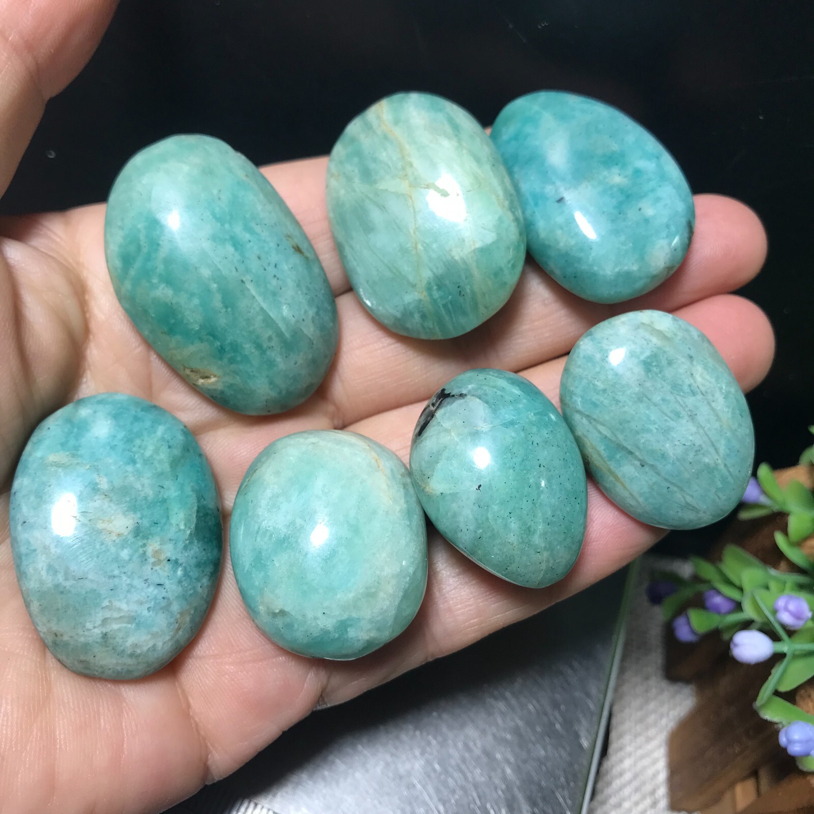 7Pcs 106g Amazonite Untreated Cabochon Loose Gemstones Wholesale 21