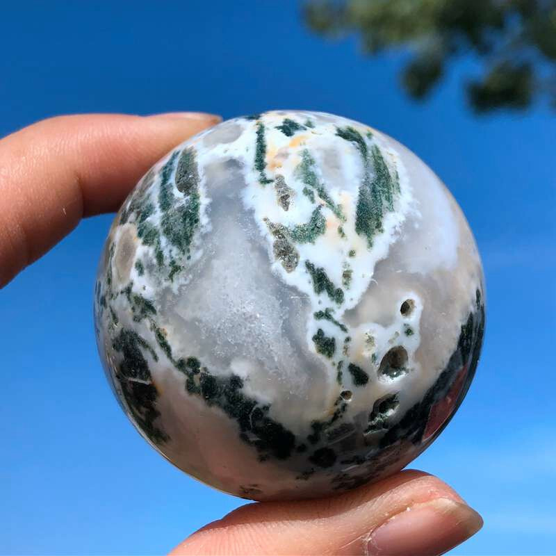 0.16kg Natural Moss agate Stone crystal Ball Quartz Crystal Sphere Reiki